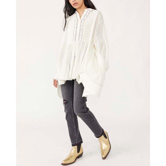 NWT Free People Teddy Tux Tunic / Ivory Combo - Picture 6 of 16